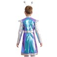 thumbnail image 3 of TiaoBug Kids Girls Alien Outerspace Dress-up Metallic Robot A Line Dress with Feeler Headband Blue 8, 3 of 7