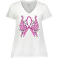 thumbnail image 3 of Inktastic Breast Cancer Awareness with Butterfly Ribbon Words Women's Plus Size V-Neck T-Shirt, 3 of 5