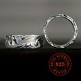 thumbnail image 2 of 9g S925 Pure Silvery Ring with Carved Leaves and Flowers, Bohemian Style Wide Ring, Vintage Jewelry,【silvery】,10, 2 of 5