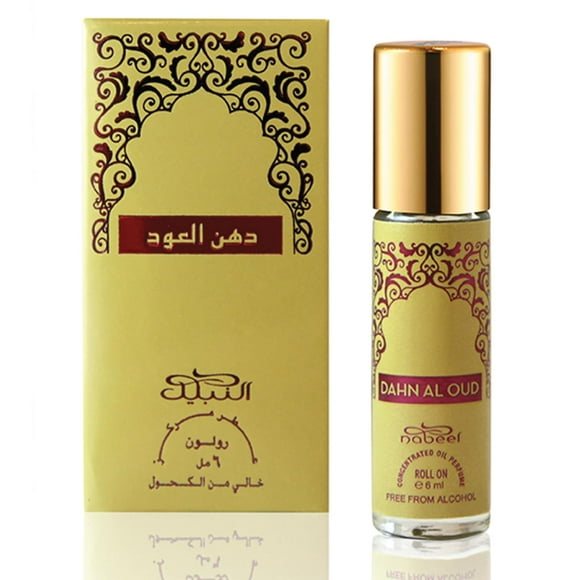 Nabeel Dahn Al Oud Premium Attar Roll On Perfume Oil For Men & Women 6ml, 0.2 Fl.oz. | 100% Non Alcoholic | Concentrated Perfume Oil | With Bergamot, Rose & Agarwood Notes