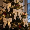 thumbnail image 5 of 16pcs Velvet Christmas Bow with Metallic Ribbon – Hanging Bow for Tree, Wreath, Gift Wrapping and Xmas Decoration, 5.1 x 10.2 Inch, 5 of 6