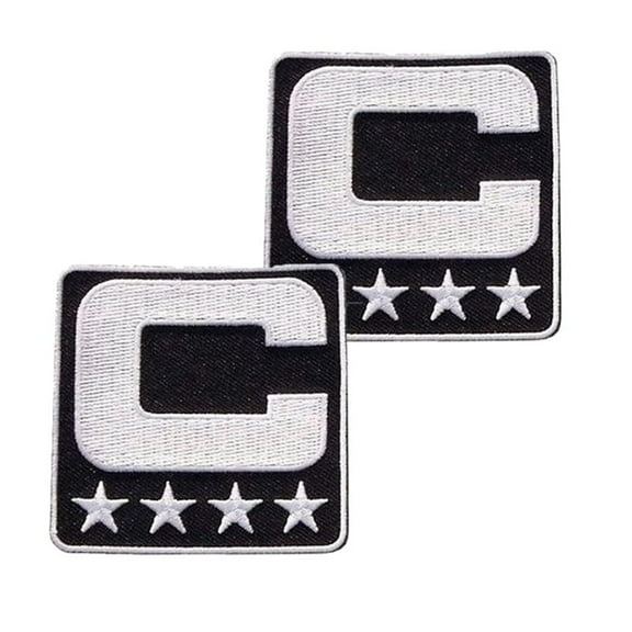 Black Captain C Patch 4 Stars Sewing On for Jersey Football, Baseball. Soccer, Hockey Jersey(Black Whtie)