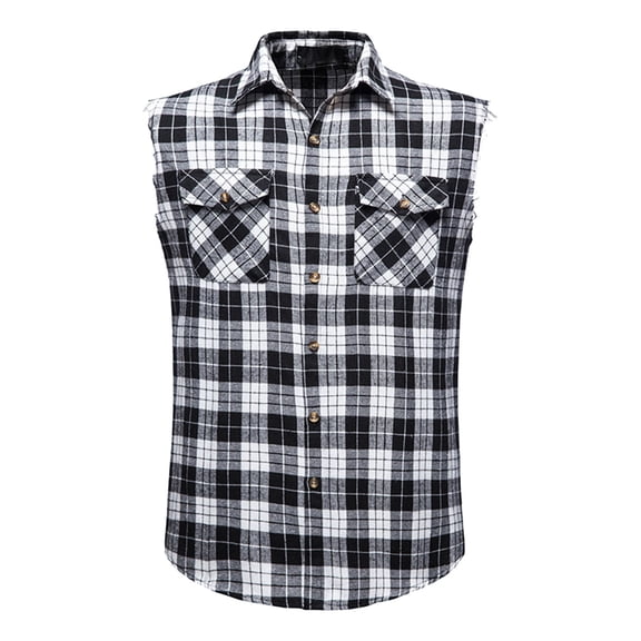 Puffer vest Mens Casual Fashion Plaid Multi Color Sleeveless Lapel Sleeveless Shirt