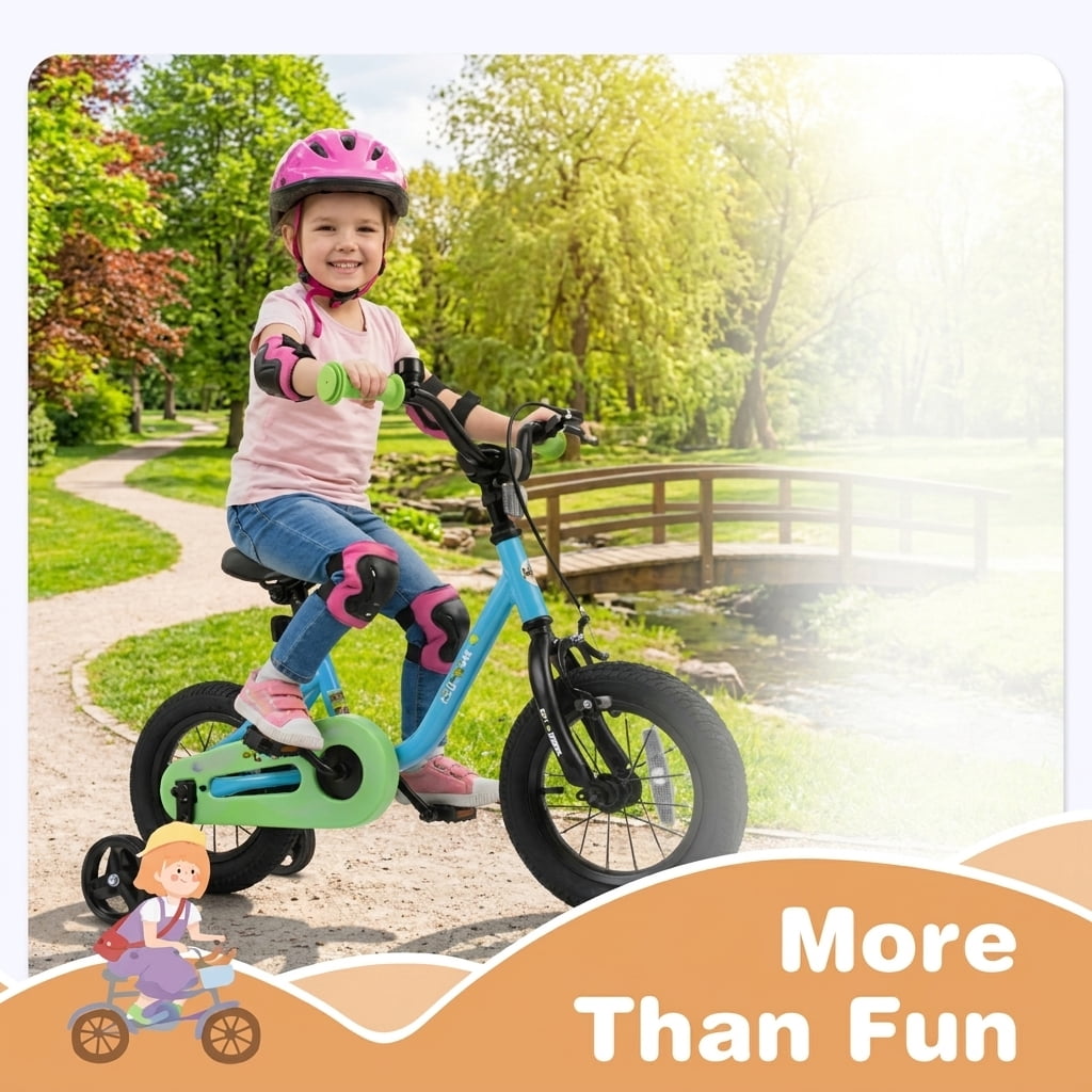 Redsmile Kids Bike 12 Inch for 3-4 Years Old Boys and Girls, Toddler Bicycle with Adjustable Handlebar and Seat, Height-Adjustable Beginner Bike for Kids 31.5"-41.3" Tall, 110 lb Capacity, Blue