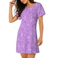 thumbnail image 3 of Lafuoo Lilac Glittering Pattern Women's Short-sleeved Nightdress, Knee-length Pullover Nightgown, Summer Home Wear-3X-Large, 3 of 8