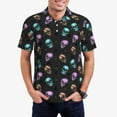 thumbnail image 1 of Balery purple cyan brown Skull Camisa Polo de Hombre con Estampado, de Manga Corta y Tejido Medio, Camisa Tipo Golf Polo-Medium, 1 of 6