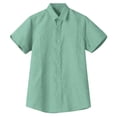 thumbnail image 3 of Gyexs Mens Button Down Short Sleeve Shirt Green Breathable Soft Tops with Pocket Athletic Tshirt Wedding Men Apparel, Size M, 3 of 4