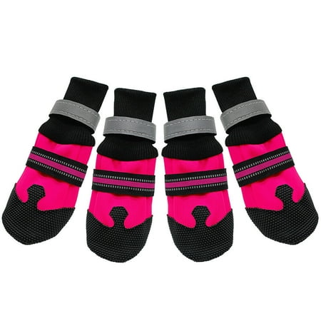 Pet Artist 4pcs Dog Shoes Waterproof Medium Large Protective Snow Rain Boots Liner Reflective Anti-slip Booties
