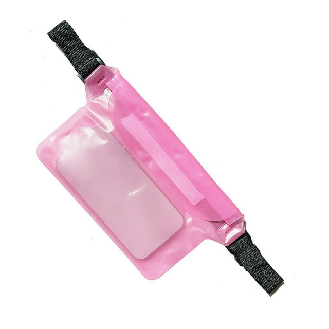 Toystoory Bolsa ajustable de la prenda impermeable de la correa de cintura para nadar Bolsa secreta triple de la prenda impermeable de la tira Deportes acuáticos rosa