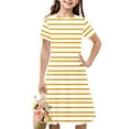 thumbnail image 2 of QIPOPIQ Robe Extensible à Manches Courtes pour Filles, Ligne A, Patineuse Tournoyante, Robe de Fête d'École, Liquidation, 2 of 7