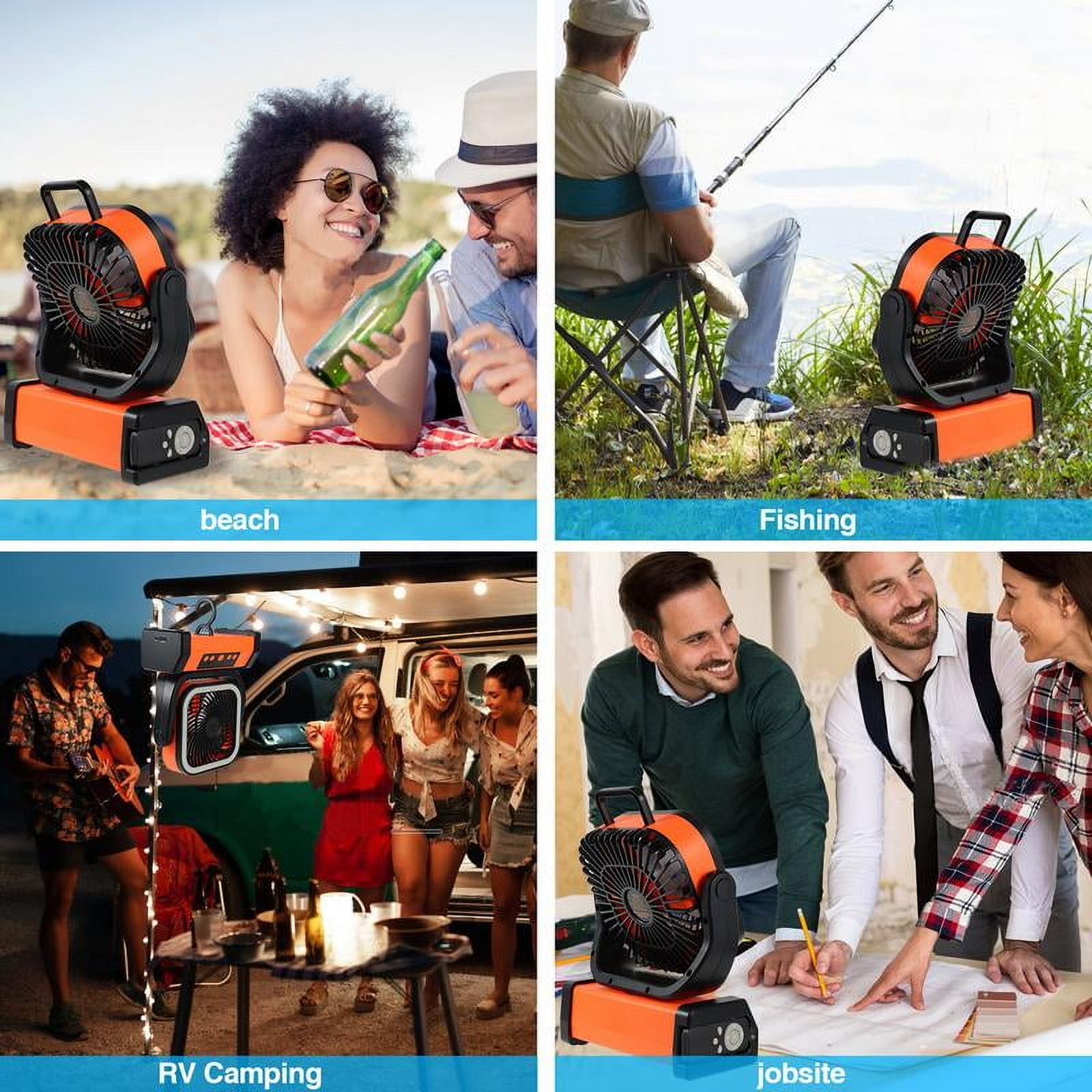 Multifunctional 30000mAh Camping Fan with LED Light, Bluetooth Speaker & Remote, USB-C Rechargeable, for Emergency, Travel, Outdoor, Tent, Home, Office