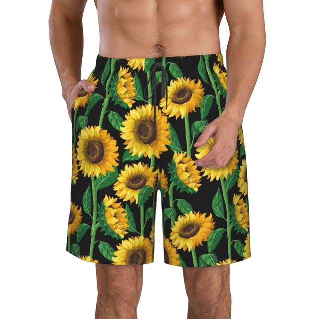 Fotbe Sunflower 1 Trajes de Baño Estampados para Hombre, Shorts de Verano de Secado Rápido, Ropa de Playa, Bañadores-Medium