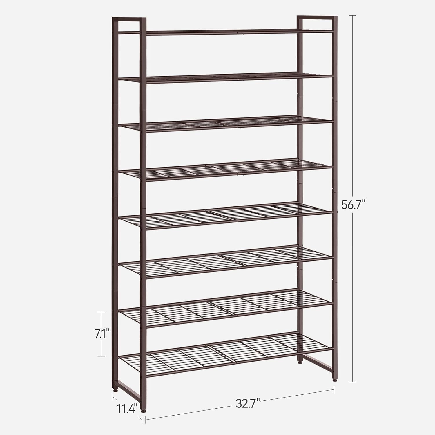 Shoe Rack for Closet, Metal Shoe Organizer, 8 Tier Garage Shoe Rack Max Holds 40 Pairs,Shoe Storage Shelf,Entryway