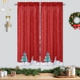 thumbnail image 3 of Christmas Curtains for Kitchen Cute Snowman and Xmas Green Tree Window White Snowflake Pattern in Red Background for Bedroom Bathroom, 27 x 45 inch,1 Panel, 3 of 7