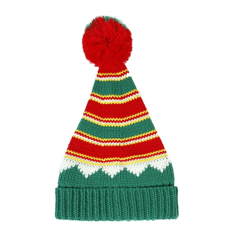 Mealah Elf Knitted Beanie With Pompom - Christmas Santa Hat For Women & Men, Unisex Festive Skull Cap 5 thumbnail image