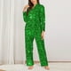thumbnail image 2 of Fotbe Green Glitter Conjunto de Pijama de Manga Larga para Mujer con Estampado, Ropa de Dormir de 2 Piezas, Conjunto de Casa Suave y Cómodo con Bolsillos-Small, 2 of 7