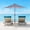 Blue White Stripes, variant on Outdoor Patio 8.7-Feet Market Table Umbrella with Push Button Tilt and Crank, Red Stripes With 24 LED Lights, Outdoor Umbrella for Garden, Deck, Backyard, Pool and Beach, Blue White Stripes
