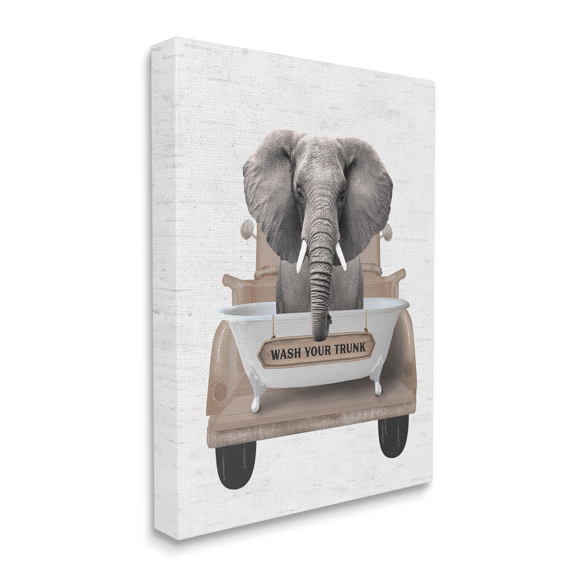 Stupell Industries Wash Your Trunk Elephant Animals & Insects Painting Gallery Wrapped Canvas Print Wall Art, 36 x 48