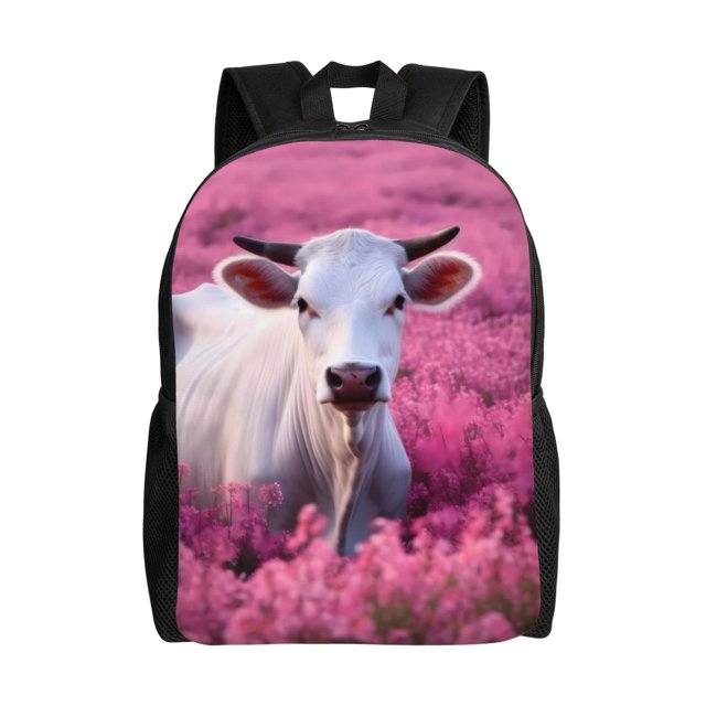 Easygdp Flower Field Cow Mochila Versátil y Elegante: Comodidad, Almacenaje y Durabilidad para la Universidad, Trabajo, Viajes y Uso Diario