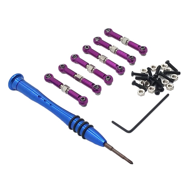 Vogacara Juego de varilla de enlace de dirección y destornillador de Metal RC para modificación de actualización de coche 1/18 Wltoys A949 RC Kits de construcción modelo púrpura