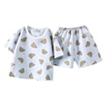 thumbnail image 4 of ZXLBBD Girls' Cartoon Print 2 Piece Shorts Set Summer Short Sleeve Pajamas Casual Bottoms for Toddler Kids Home Outfit Clothing Sets,Light Blue,Size 3 Y-4 Y, 4 of 4