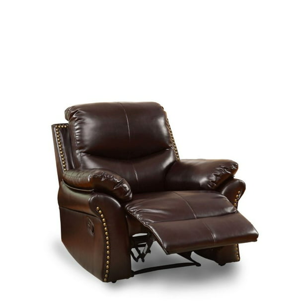 Bowery Hill Leather Recliner In Rustic, Rustic Leather Recliner