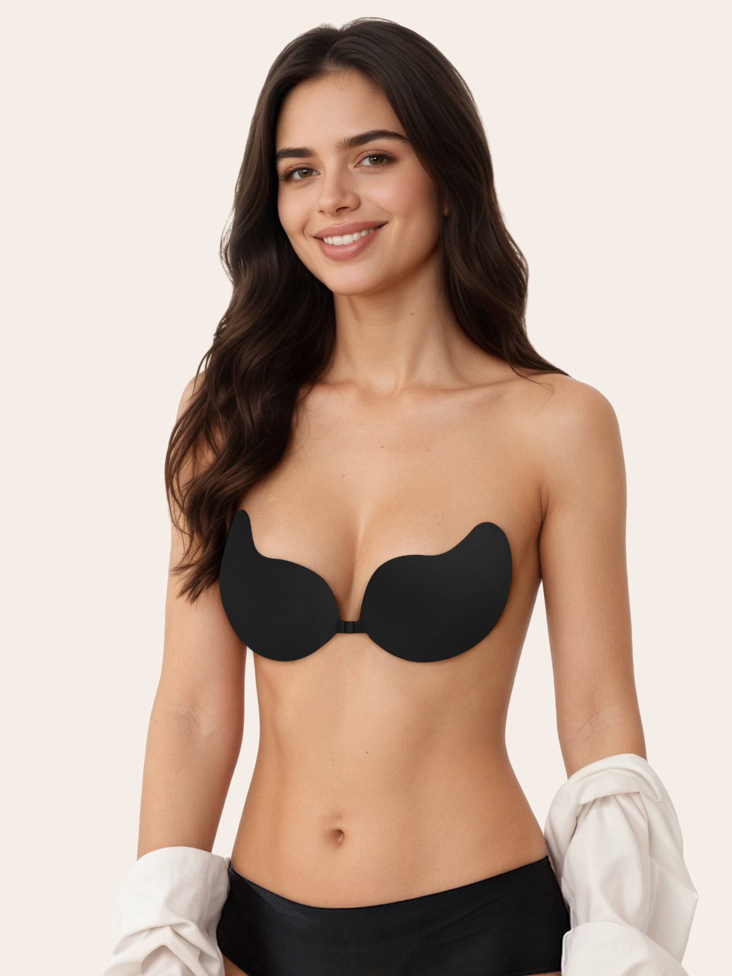 Unique Bargains Women's Push Up Nipple Covers Silicone Adhesive Bras Medium Black