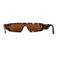 thumbnail image 2 of Womens Mod Flat Top Narrow Shield Exposed Side Lens Sunglasses Tortoise Brown, 2 of 4