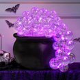 thumbnail image 1 of Caldero de burbujas Harliver para Halloween, juego de bricolaje, 19 cm, negro, de plástico, con asa, 30 bolas de plástico transparente y guirnalda de luces, decoración para cuenco de dulces (morado), 1 of 8