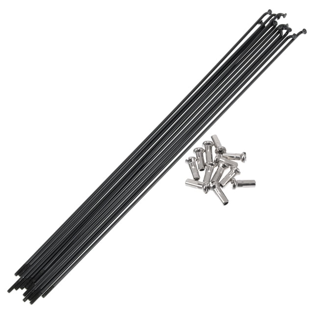 Rayos de bicicleta Unique Bargains 14G, rayos de rueda de bicicleta de acero inoxidable 304, 1 juego negro de 245 mm