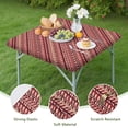 thumbnail image 4 of Red Christmas Striped Pattern Square Fitted Tablecloth with Elastic Edge,Square Table Cover,Washable Elastic Table Cover for Home Kitchen Party Decor 34"x34", 4 of 6