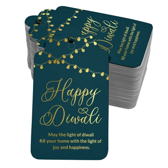 Inkdotpot 100 Pack Real Gold Foil Paper Tags Happy Diwali Favor Hang Tag