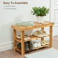 thumbnail image 2 of Yoneston Solid Acacia Wood Shoes Rack Bench, 3-Tier Storage Rack Organizer for Entryway Bathroom and Hallway, Natural Brown, 2 of 7