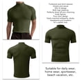 thumbnail image 5 of Men Short Sleeves Top High Elasticity Pure Color Turtleneck Slim Fit Undershirt Pullover OD Green S Rawiri, 5 of 6