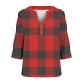 thumbnail image 5 of Plus Size Women's Casual Printed 3/4 Sleeve V-Neck Blouse Shirt Top Fashionable and Comfortable Loose Fit Tunic for Women | CSEONE,Red XL, 5 of 8