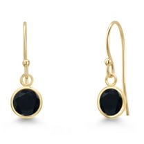 Gem Stone King 14K Yellow Gold Black Onyx Earrings for Women | 1.60 Cttw | Gemstone December Birthstone | Round 6MM