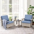 thumbnail image 2 of Auzfy 3 Pcs Oversized Wicker Patio Rocking Swivel Outdoor Chairs with Blue Cushion, Outdoor 360°Swivel Gliders Set, 2 of 7