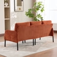 thumbnail image 5 of S-HOME Modern Plush Corduroy Upholstered Loveseat with Dual Side Pockets and Metal Legs, Sofa for Apartment, Orange, 5 of 15
