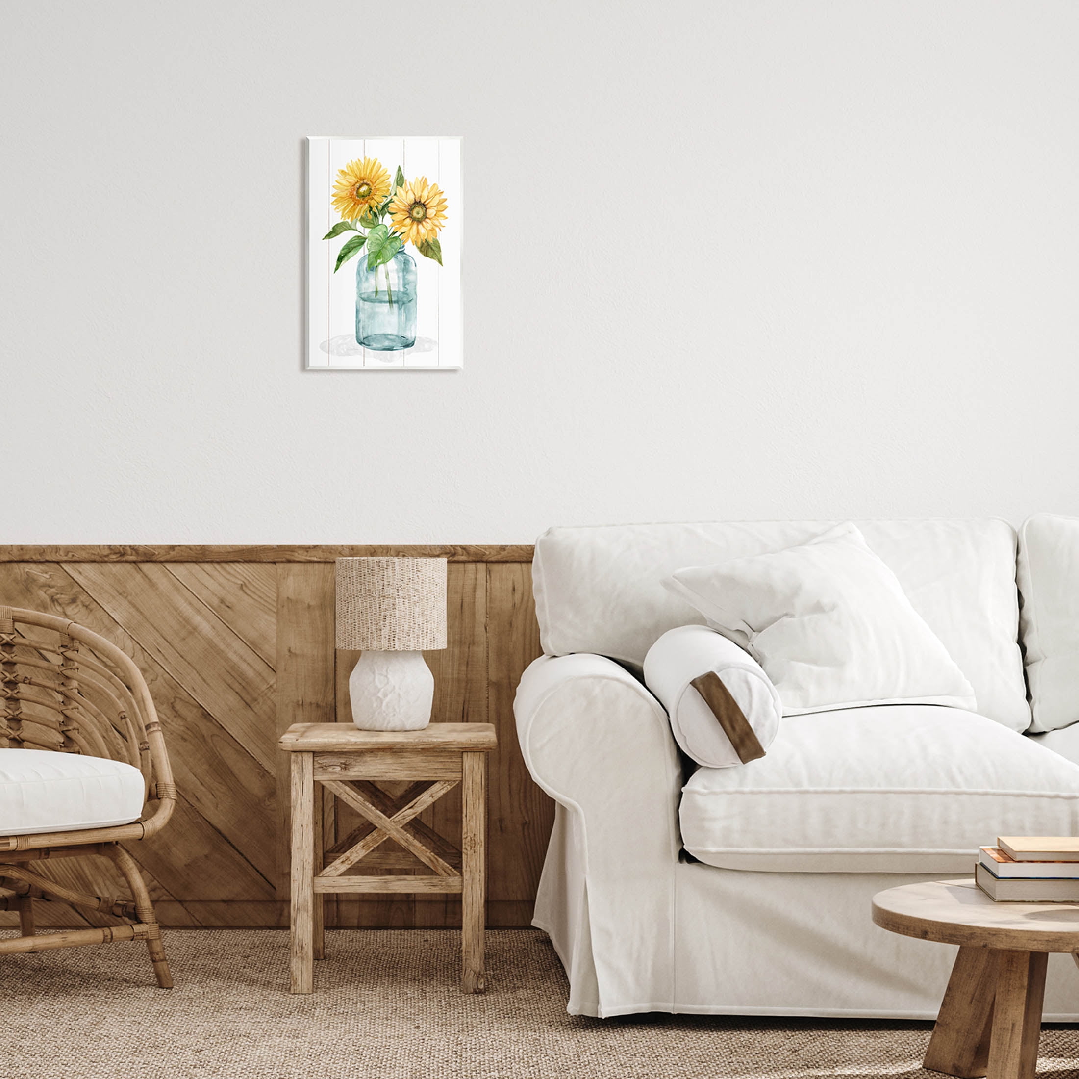 Stupell Industries Cottage Sunflower Blossom Vase Graphic Art Unframed Art Print Wall Art, Design by Livi Finn