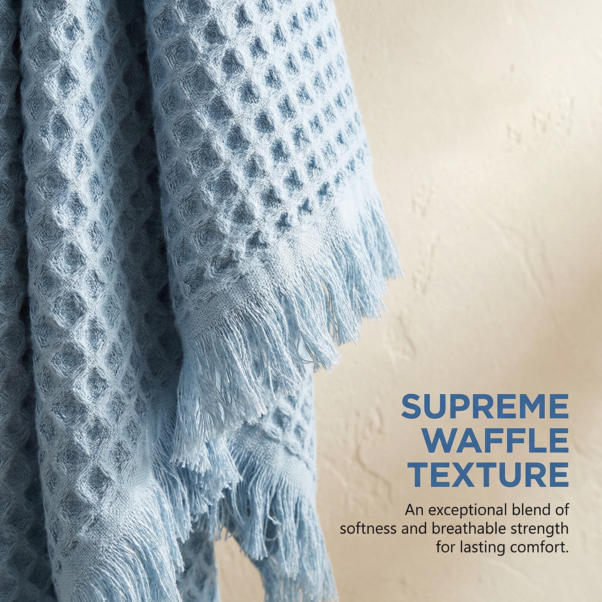 Unique Bargains Soft Absorbent Cotton Waffle Bath Towel Blue/Pink 71"x35"