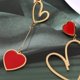 thumbnail image 3 of 1 par de pendientes colgantes con forma de corazón para San Valentín., 3 of 5
