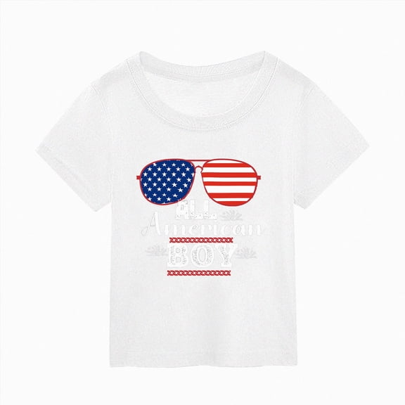 Ymyiu Toddler Flag Shirt Girls Boys Independence Day T-Shirt Fashion Sequins 4th of July Top Summer American Flag Size 7-8 Years(White, 7-8 Years)