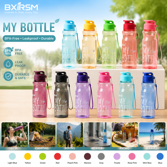 Clearance! 22oz Sports Water Bottle Leak Proof Flip Top Lid with Carry Strap Portable Reusable Water Bottles for Gym Running Travel