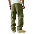 thumbnail image 4 of ADSSDQ Mens Casual Baggy Cargo Pants Stretch Sweatpants Loose Fit Drawstring Hiking Workout Joggers with Multi Pockets Army Green 2XL, 4 of 8