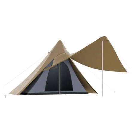 15.4'x15.4'x8.5' Teepee Tent, Waterproof Camping Tent with Porch Area, Floor and Carry Bag, for 2-3 Person Outdoor Backpacking Camping Hiking, Coffee