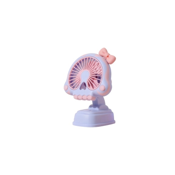 Table Top Charging Desk Fan, Skull Shaped Small Portable Adjustable Design, Pink Personal Cooling For Office Home Dorm Bedroom
