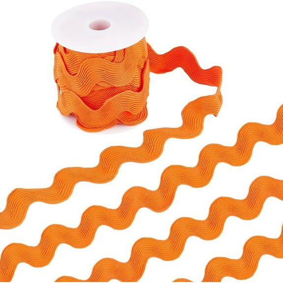 10 Yards 1.5"/37mm Wide Wave Bending Fringe Trim Rick Rack Dark Orange Zig Zag RIC Rac Trim Curved Woven Fabric Dress Craft