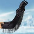 thumbnail image 2 of AWZXDE Women's Long Opera Pageant Gloves 1920s Tassel Design Elbow Length for Masquerade Weddings and Formal Events Black,One Size, 2 of 7