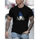 thumbnail image 1 of Men's Octopus with Blue Beanie Graphic T-Shirt - 100% Cotton Crew Neck Short Sleeve Tee, Solid Color Basic Casual Summer Top with Slight Stretch Knit Fabric, Casual Sporty Tee, Summer Gifts, 1 of 8