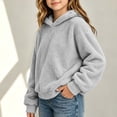 thumbnail image 6 of DDAPJ pyju Kids Fuzzy Fleece Sweatshirt Boys Girls Cozy Sherpa Hoodies Loose Fit Drop Shoulder Pullover Tops Fall Winter Warm Hoodie Sweatshirts 4-15 Years, 6 of 8